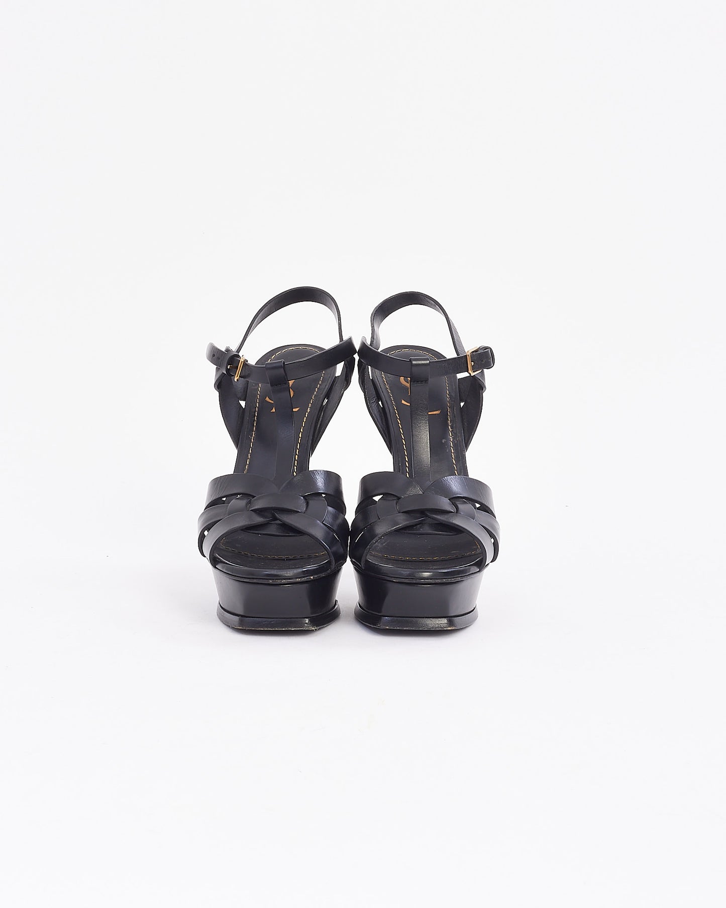 Saint Laurent Black Leather Tribute Platform Sandals - 40
