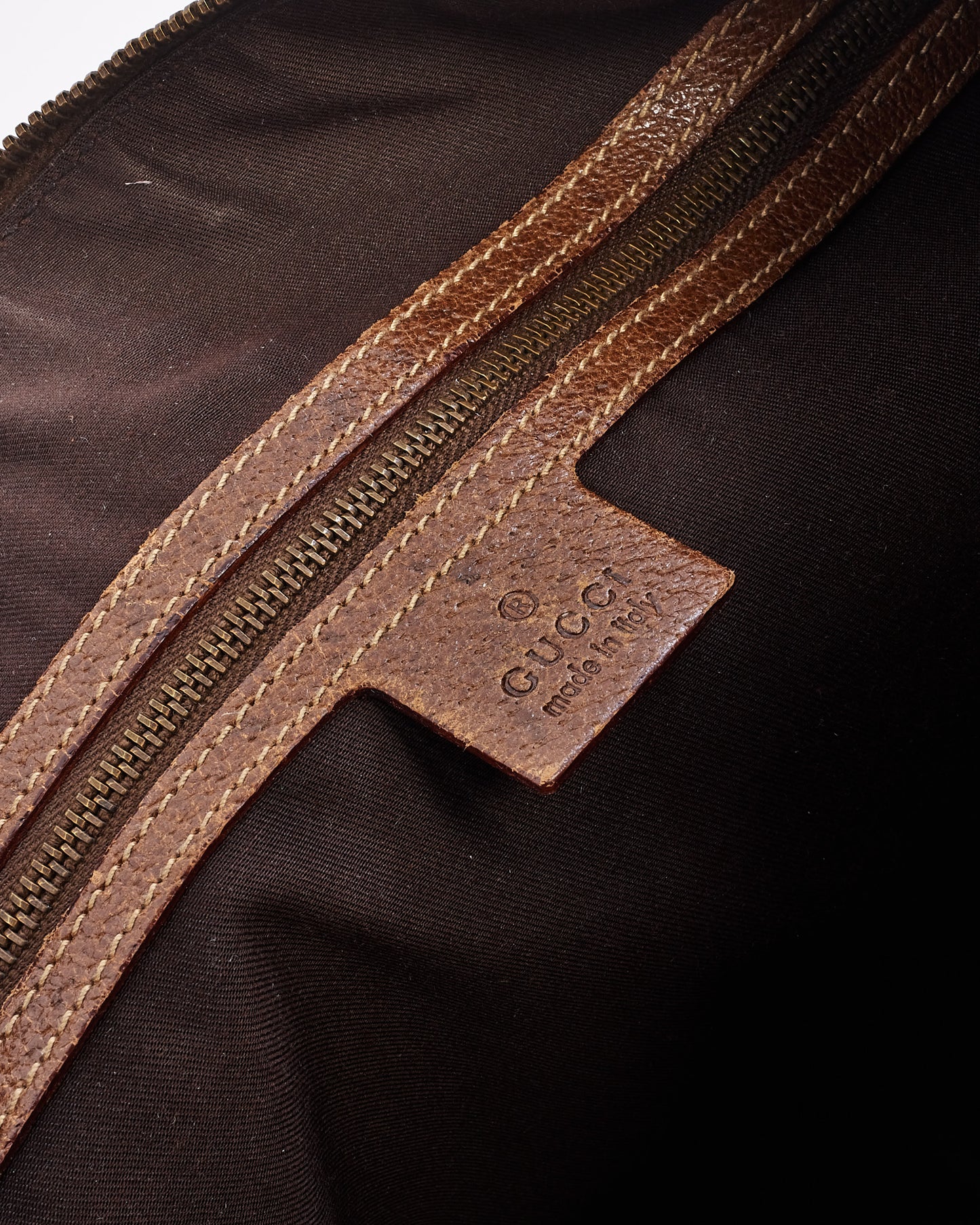 Gucci Brown GG Canvas & Leather Guitar Web Strap Shoulder Bag
