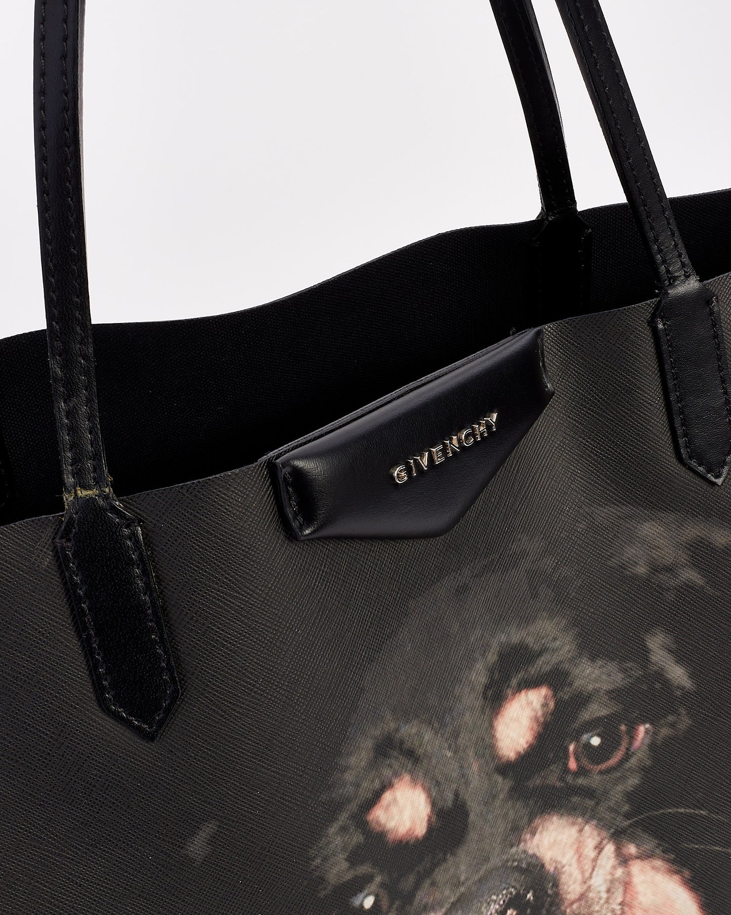 Givenchy Black Coated Canvas Rottweiler Large Tote Bag