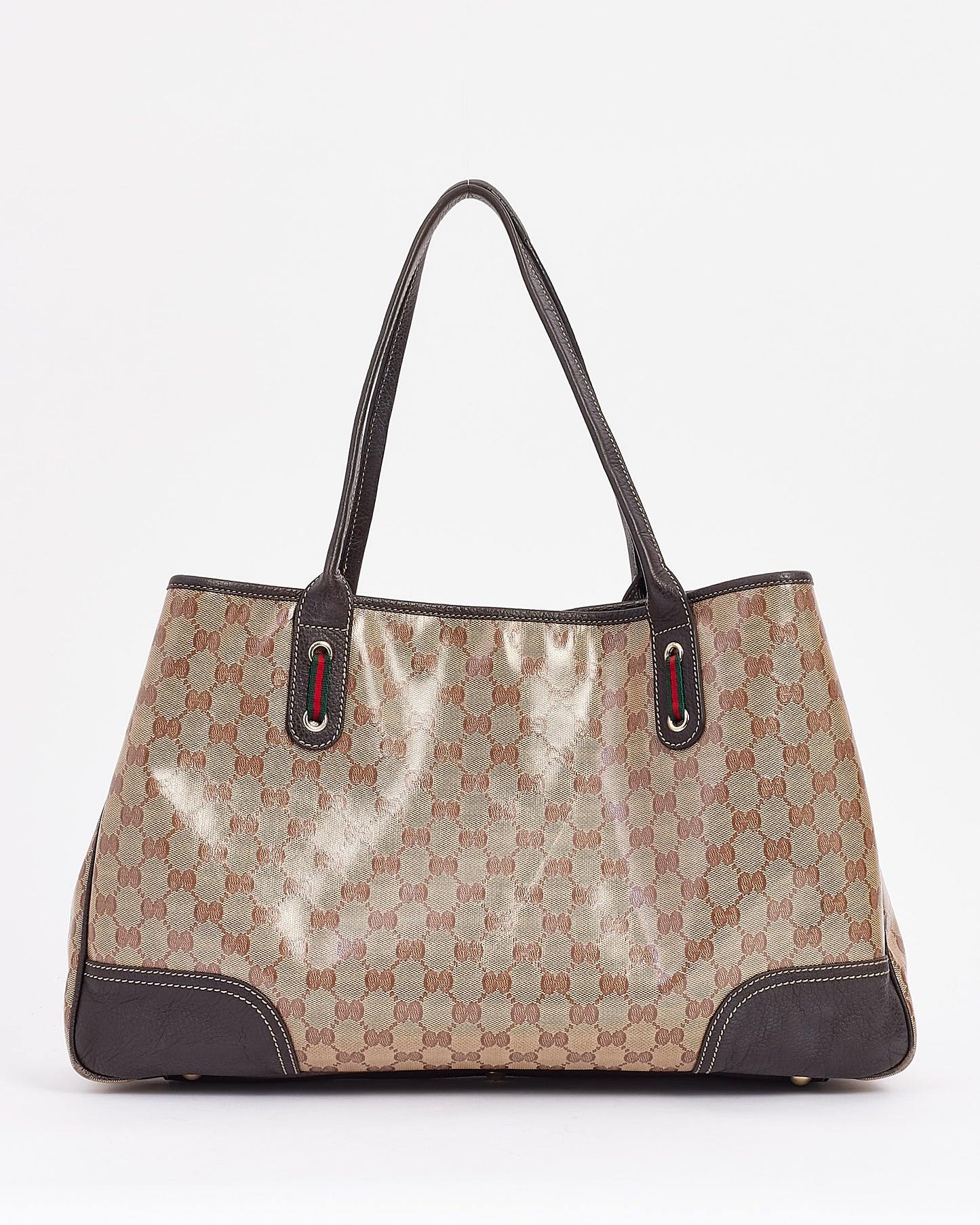 Gucci Brown GG Supreme Canvas Large Crystal Tote