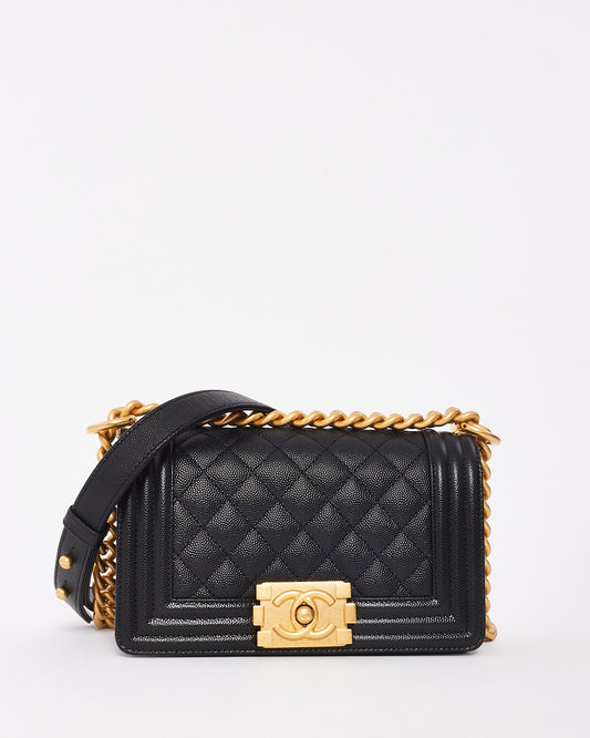 Chanel Black Caviar Leather Quilted Small Boy Bag GHW