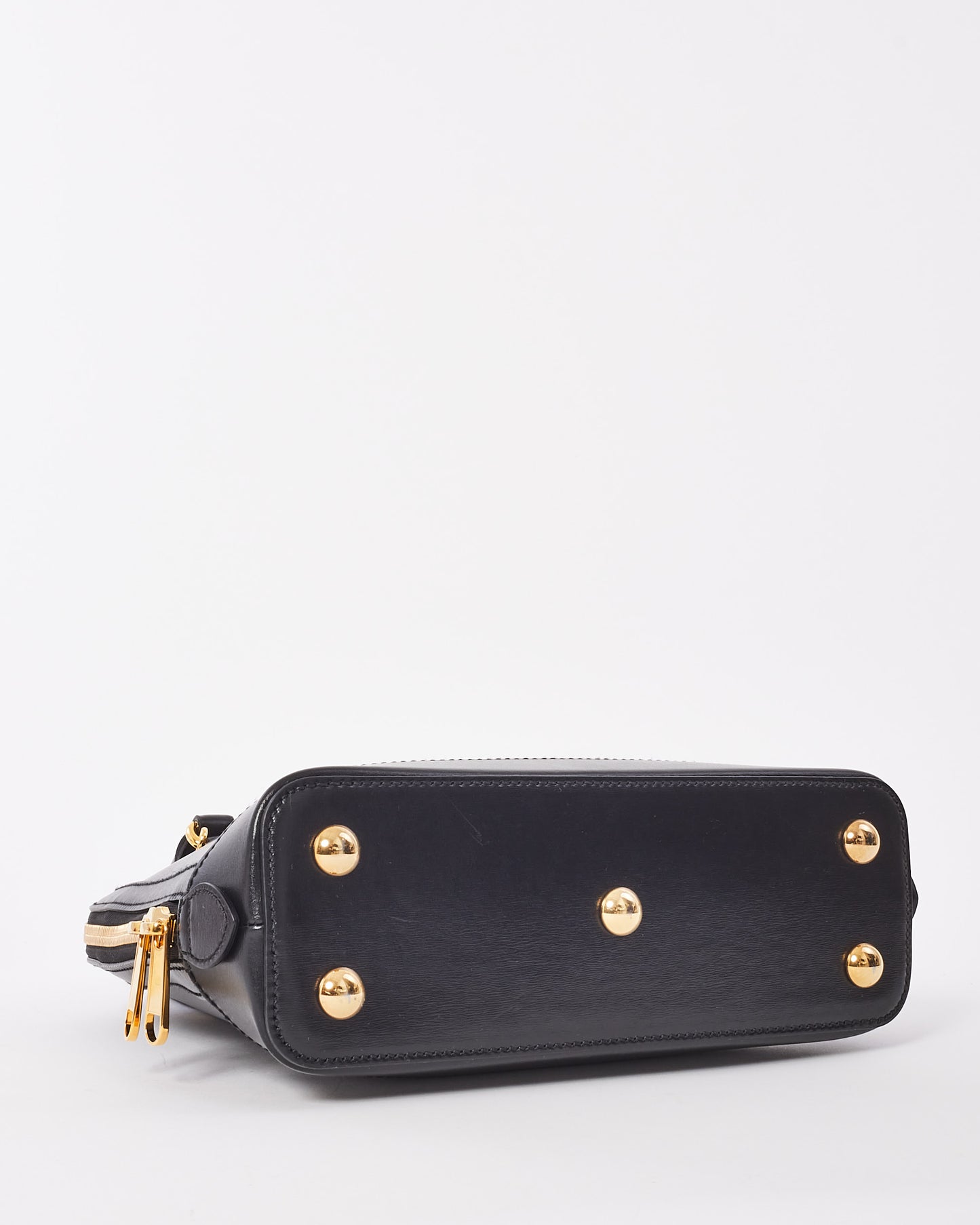 Gucci Black Smooth Leather 1945 Horsebit Top Handle Bag