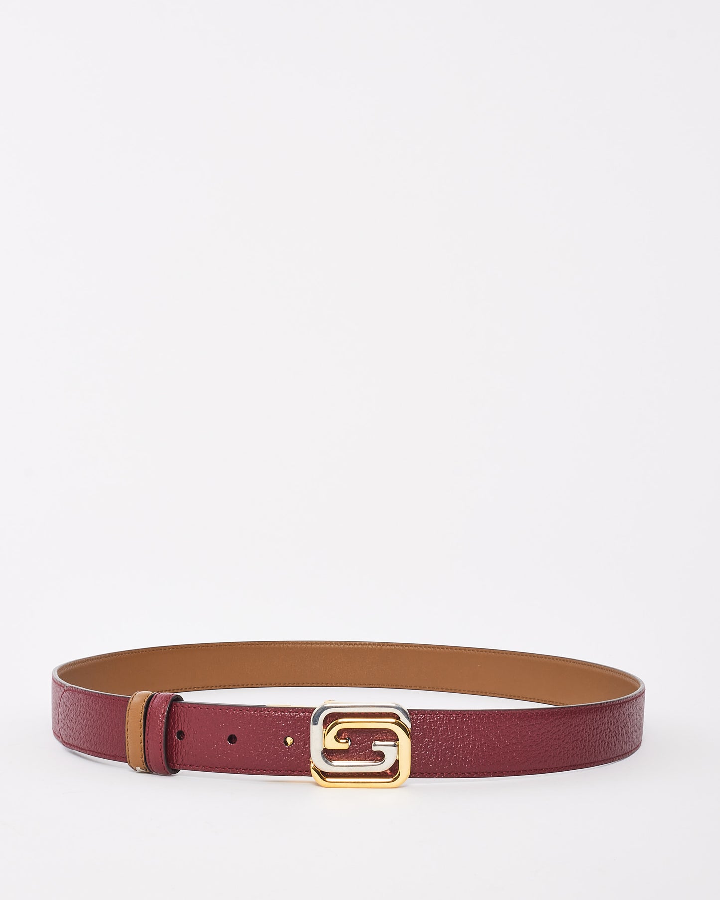 Ceinture à boucle GG bicolore en cuir bordeaux Gucci - 105/42