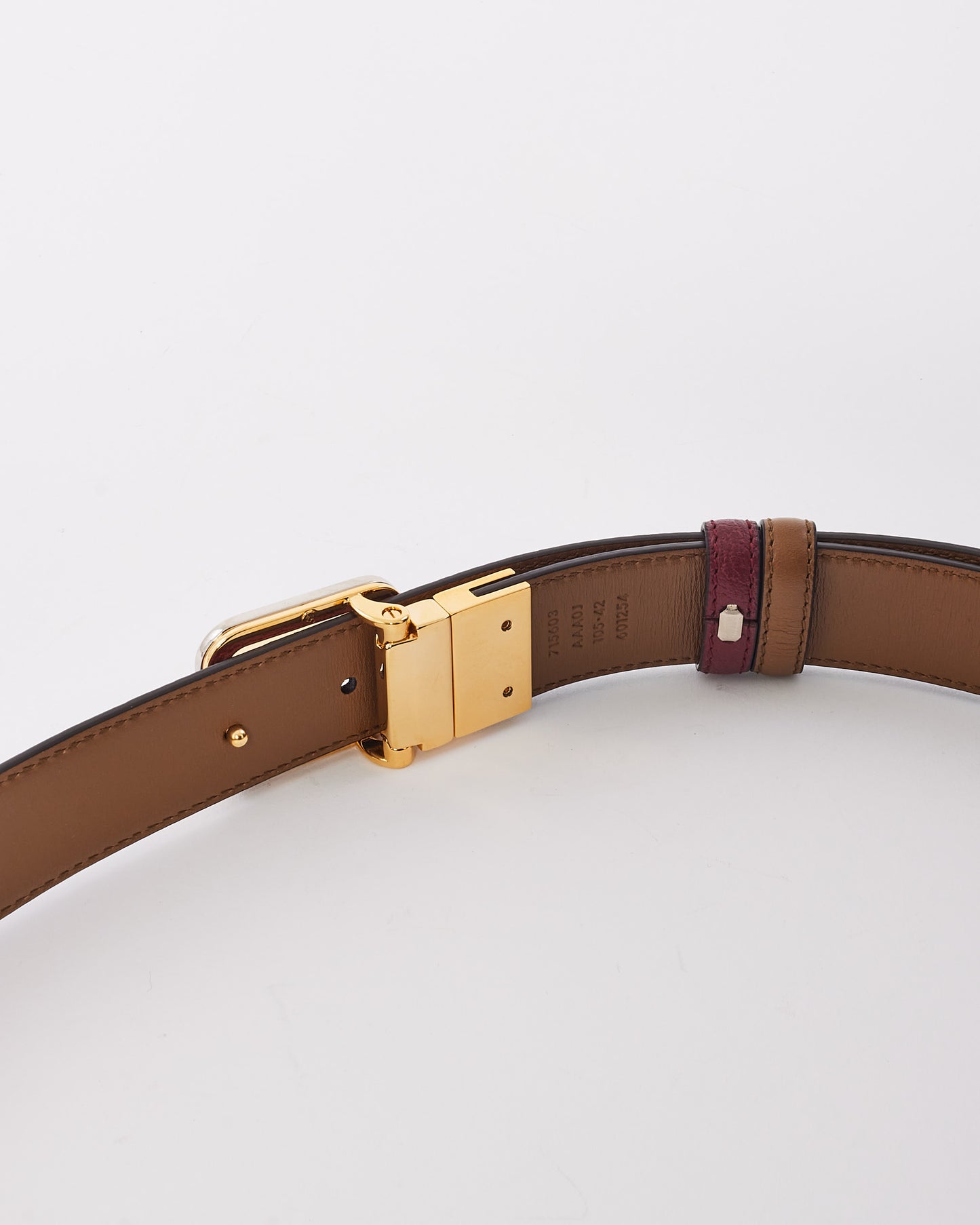 Ceinture à boucle GG bicolore en cuir bordeaux Gucci - 105/42