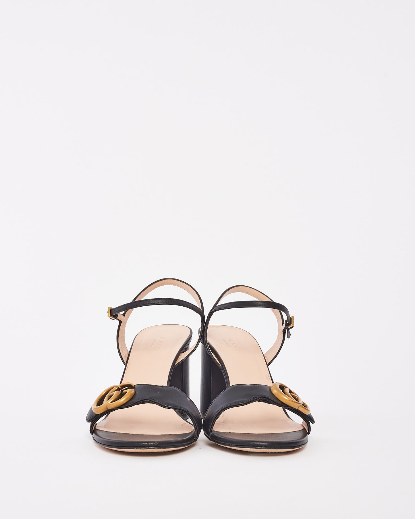 Gucci Black Leather GG Marmont Block Heel Sandals - 40