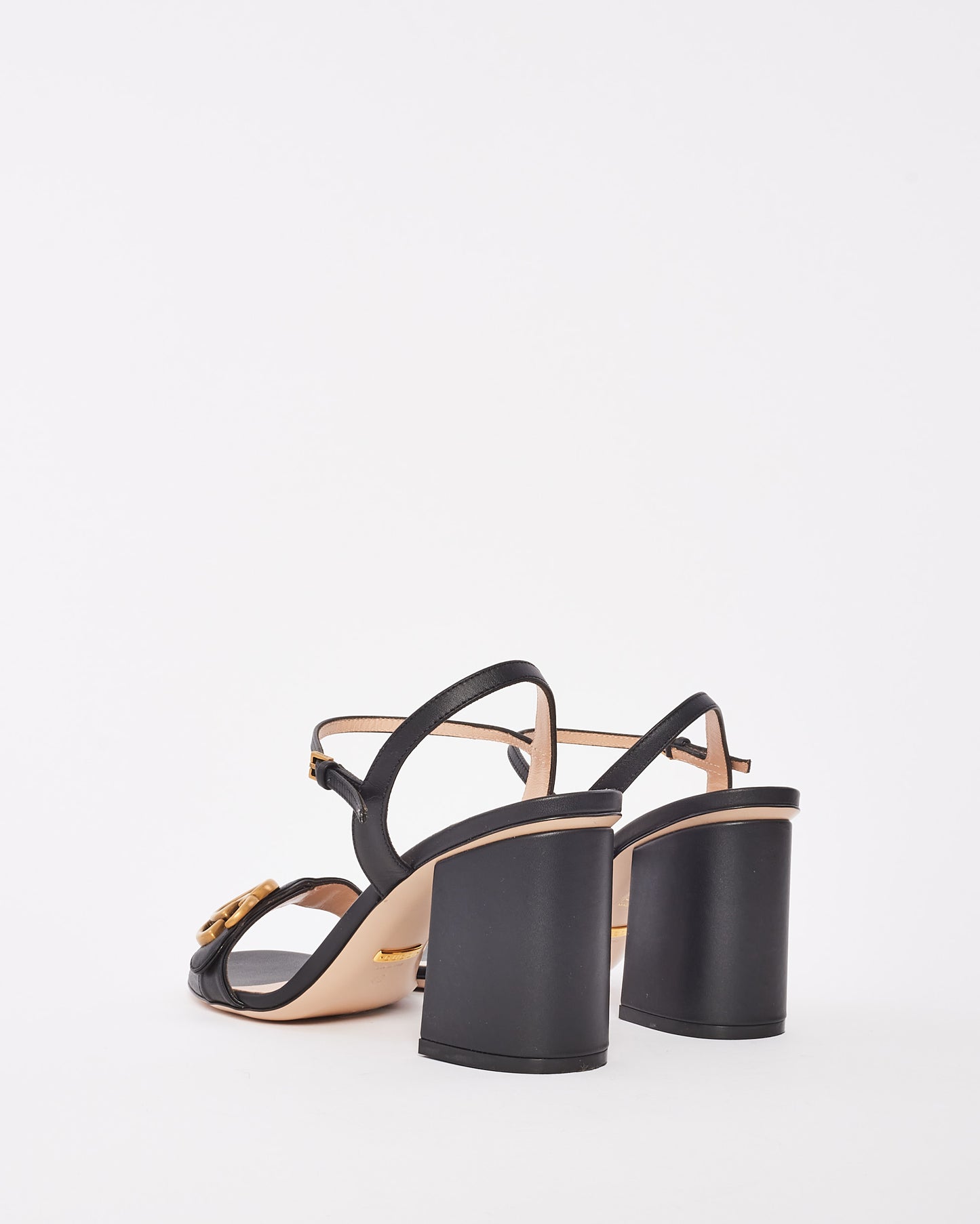 Gucci Black Leather GG Marmont Block Heel Sandals - 40