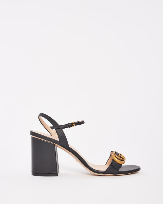 Gucci Black Leather GG Marmont Block Heel Sandals - 40