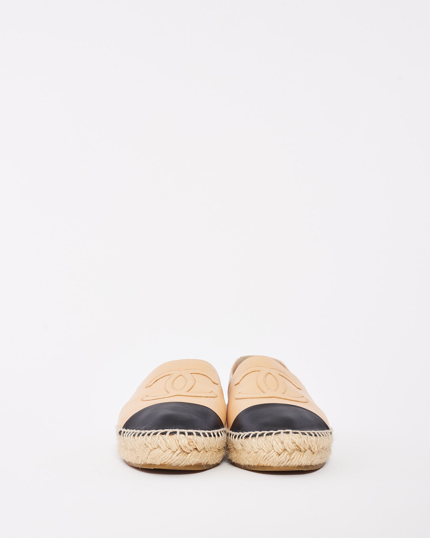 Chanel Beige Leather Espadrille Shoes - 37