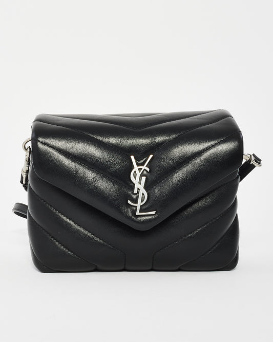 Saint Laurent Black Y Quilted Leather Toy Loulou Crossbody Bag with Silver Hardware