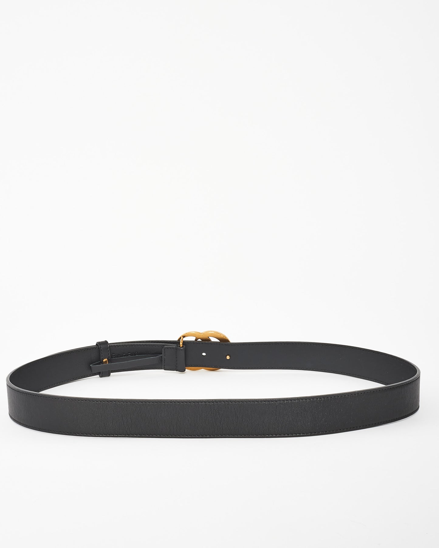 Ceinture Marmont en cuir noir brossé avec boucle dorée Gucci 95/30
