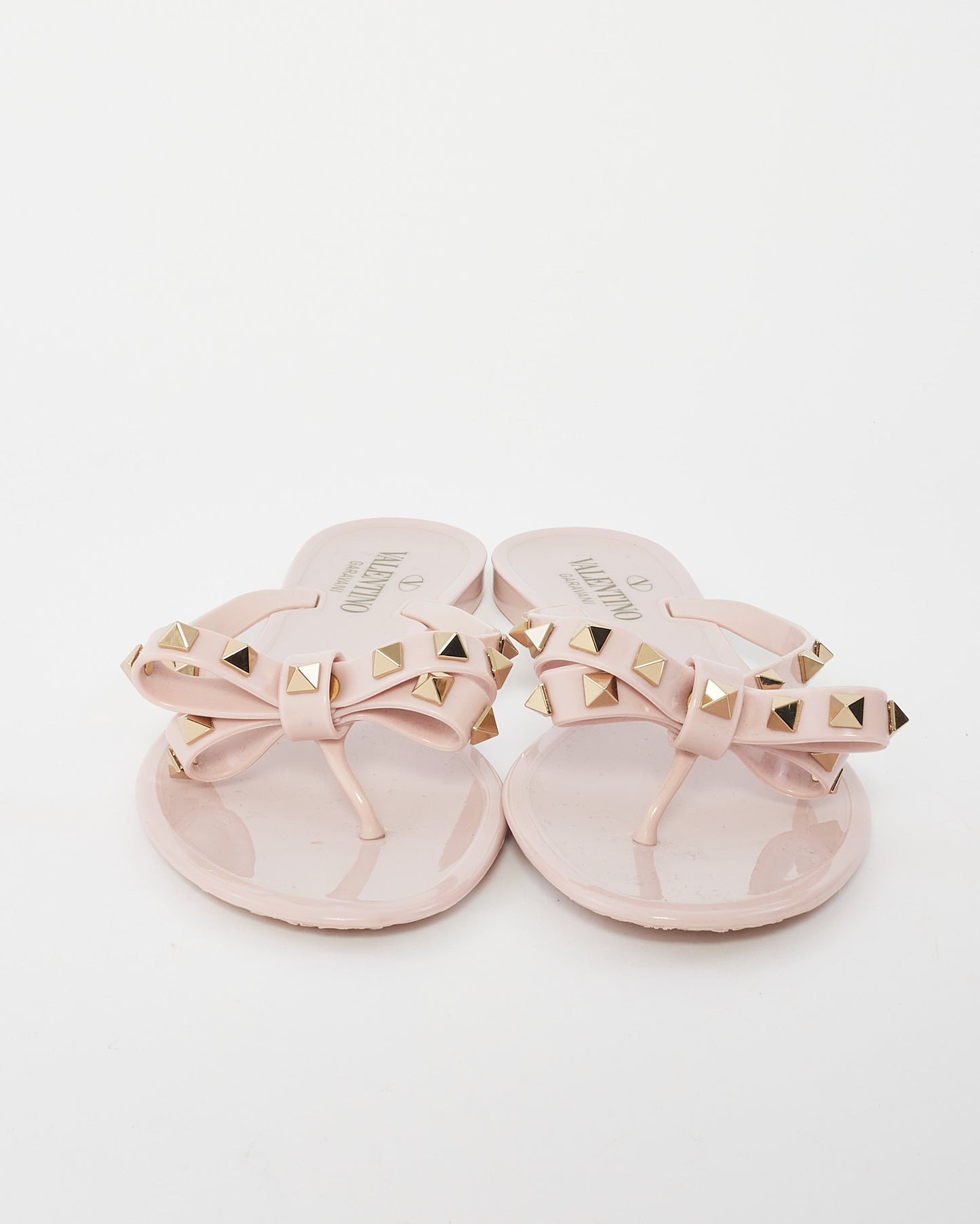 Valentino Pink PVC Jelly Rockstud Thong Sandals - 38