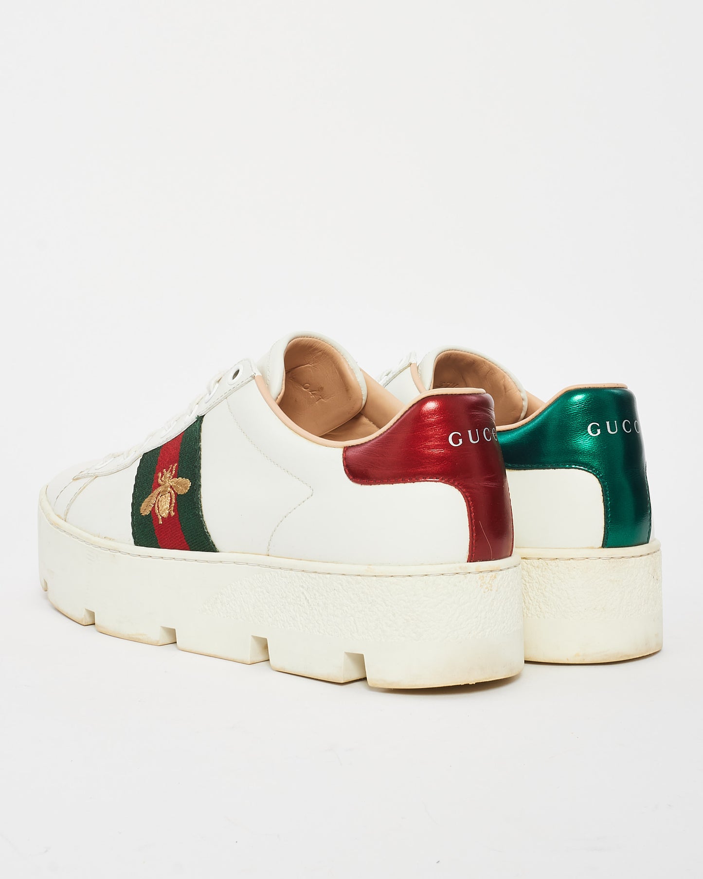 Gucci White Leather Ace Platform Sneaker - 37.5