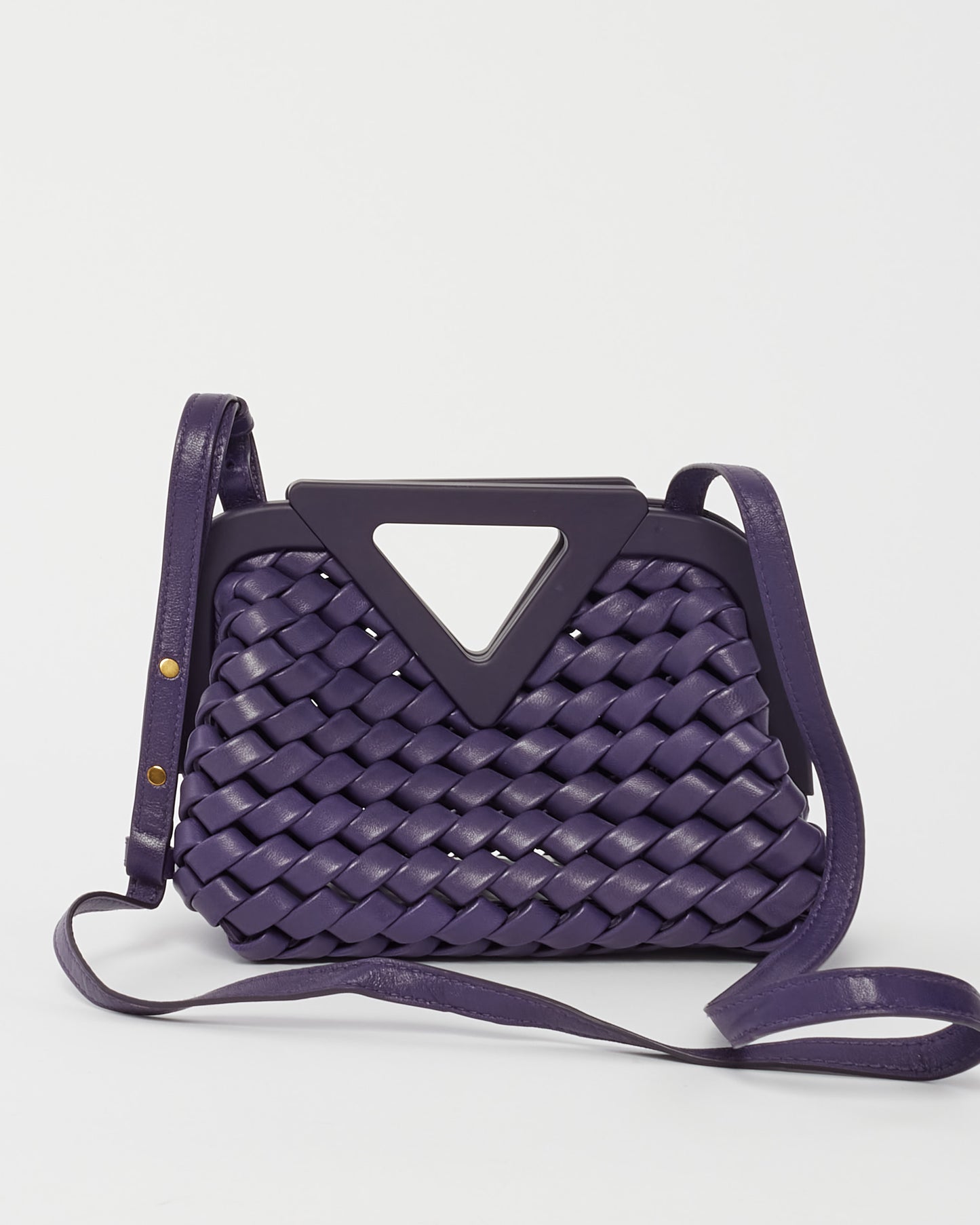 Bottega Veneta Purple Intrecciato Leather Mini Point Bag