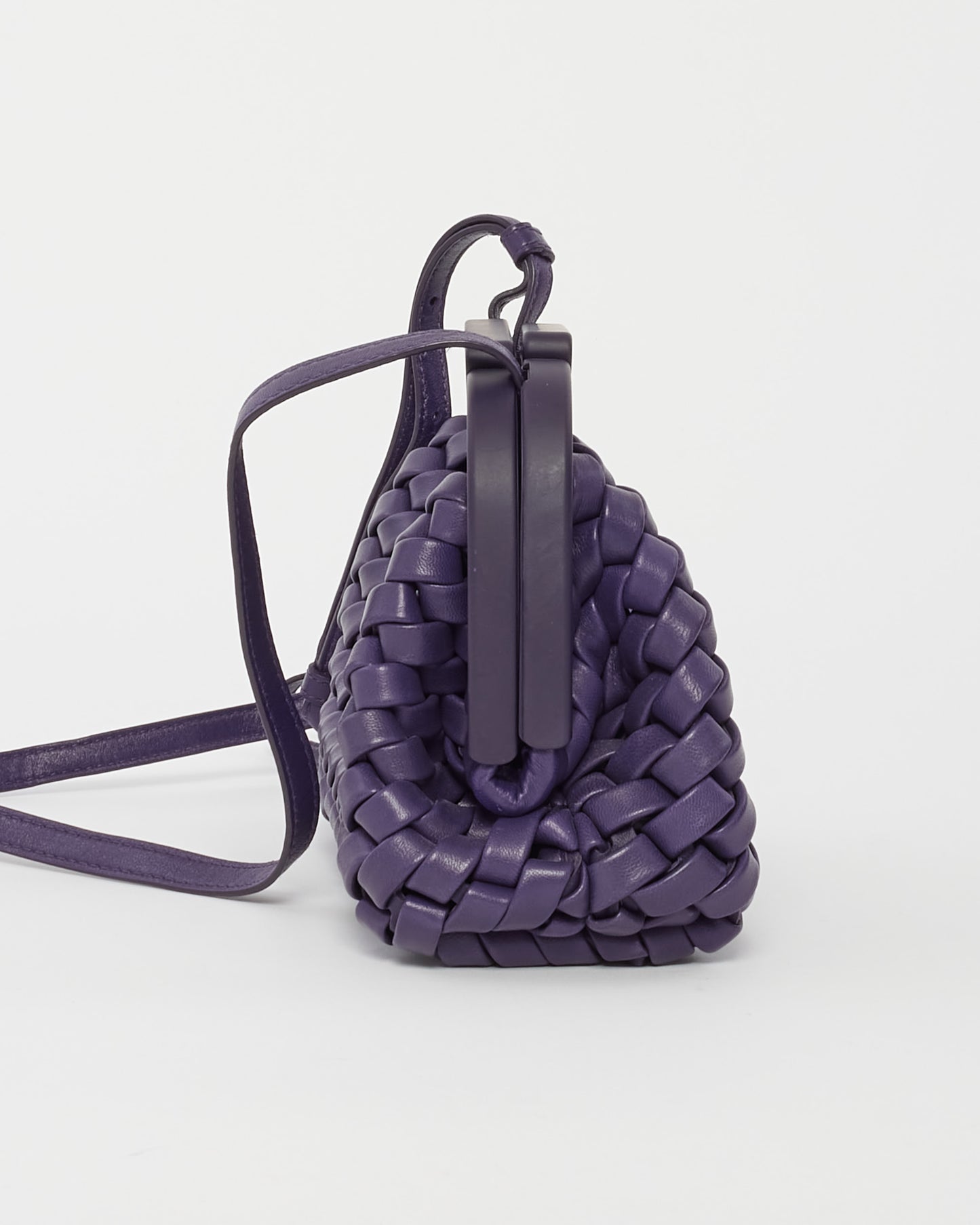 Bottega Veneta Purple Intrecciato Leather Mini Point Bag