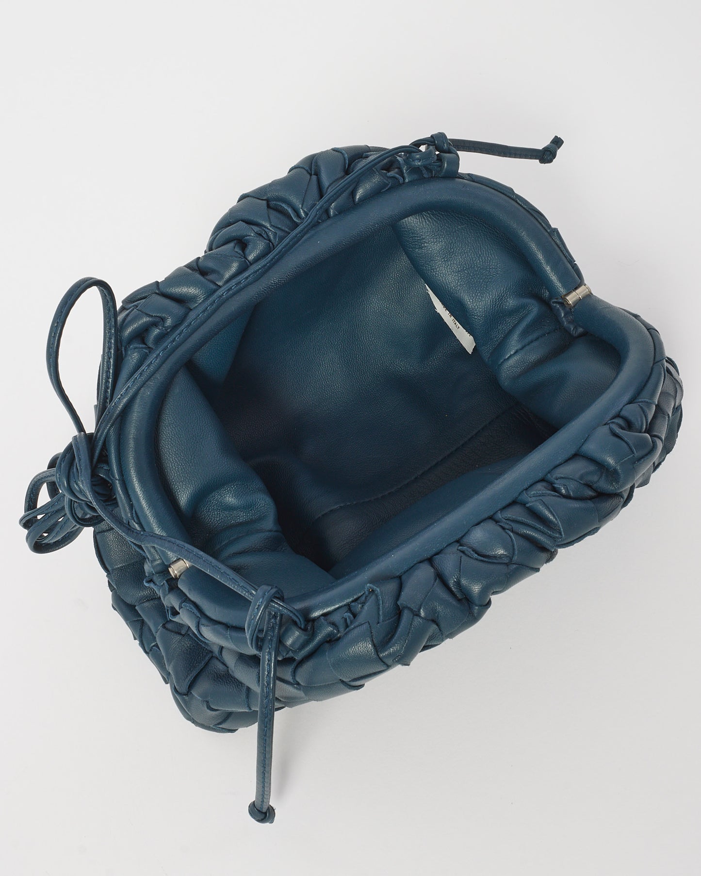Bottega Veneta Navy Blue Intrecciato Leather Mini Pouch Crossbody