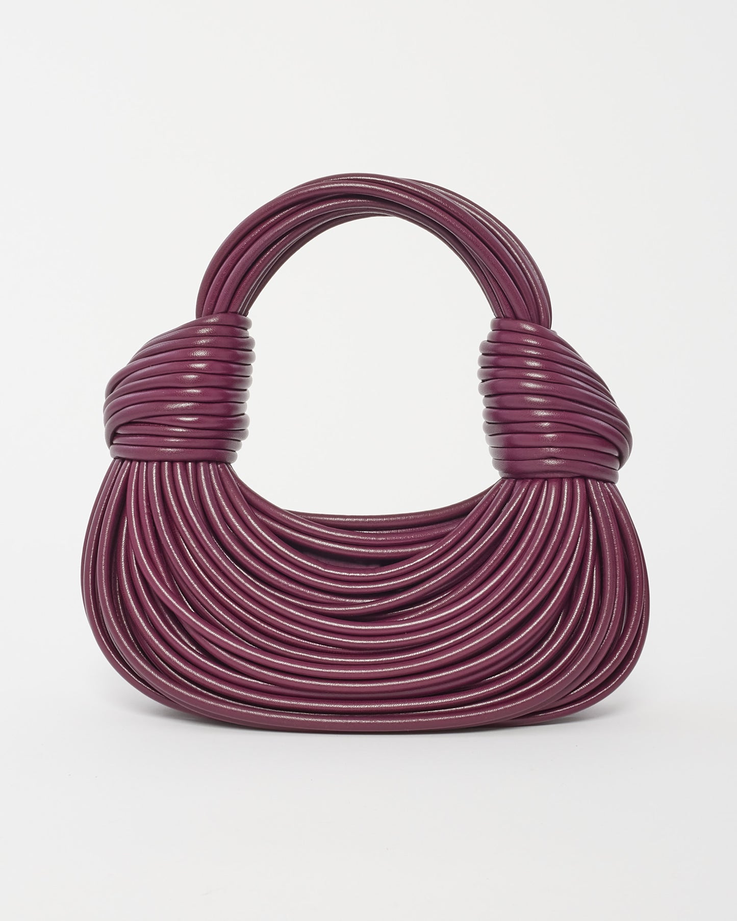 Bottega Veneta Bordeaux Leather Mini Tubular Double Knot Bag