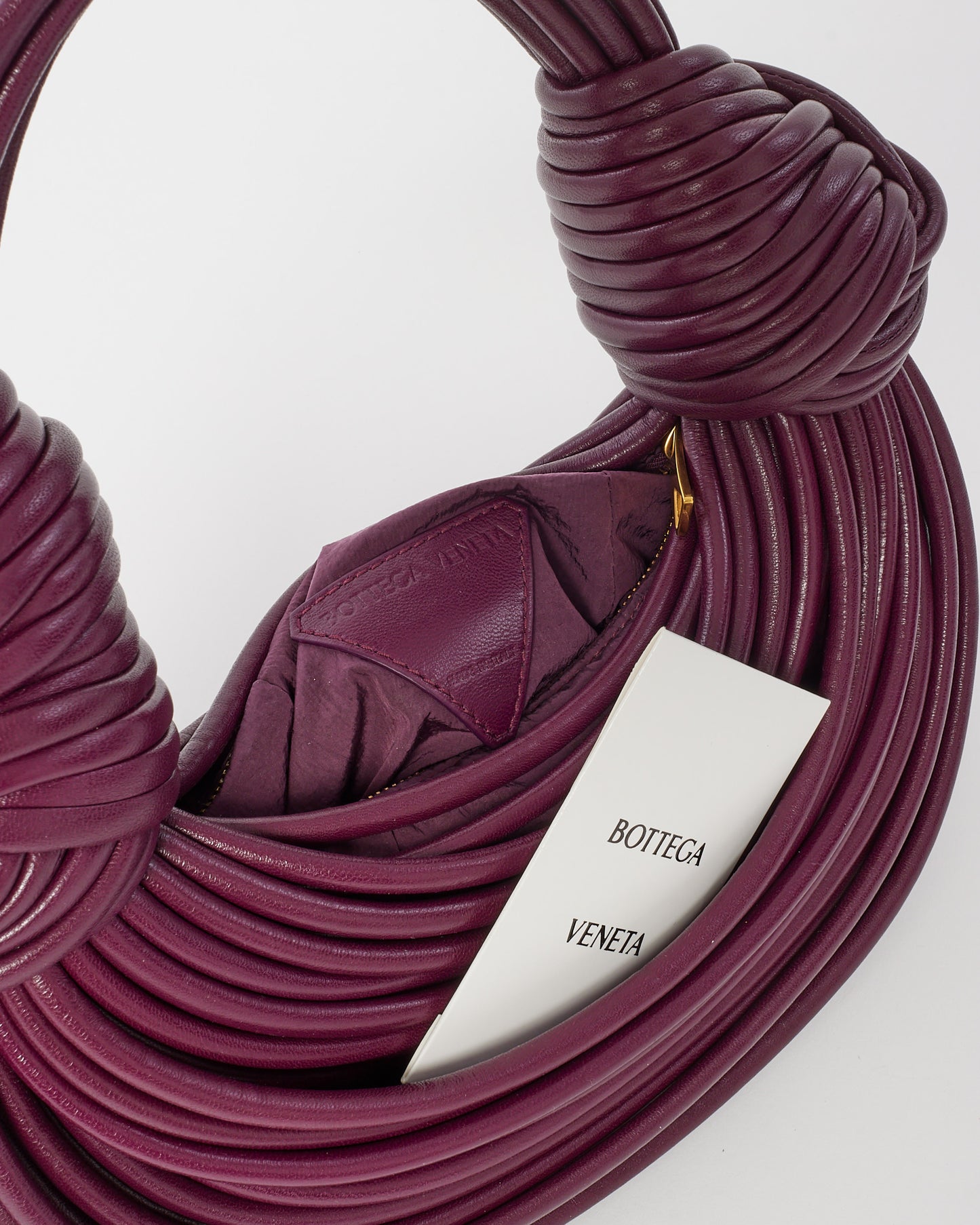 Bottega Veneta Bordeaux Leather Mini Tubular Double Knot Bag