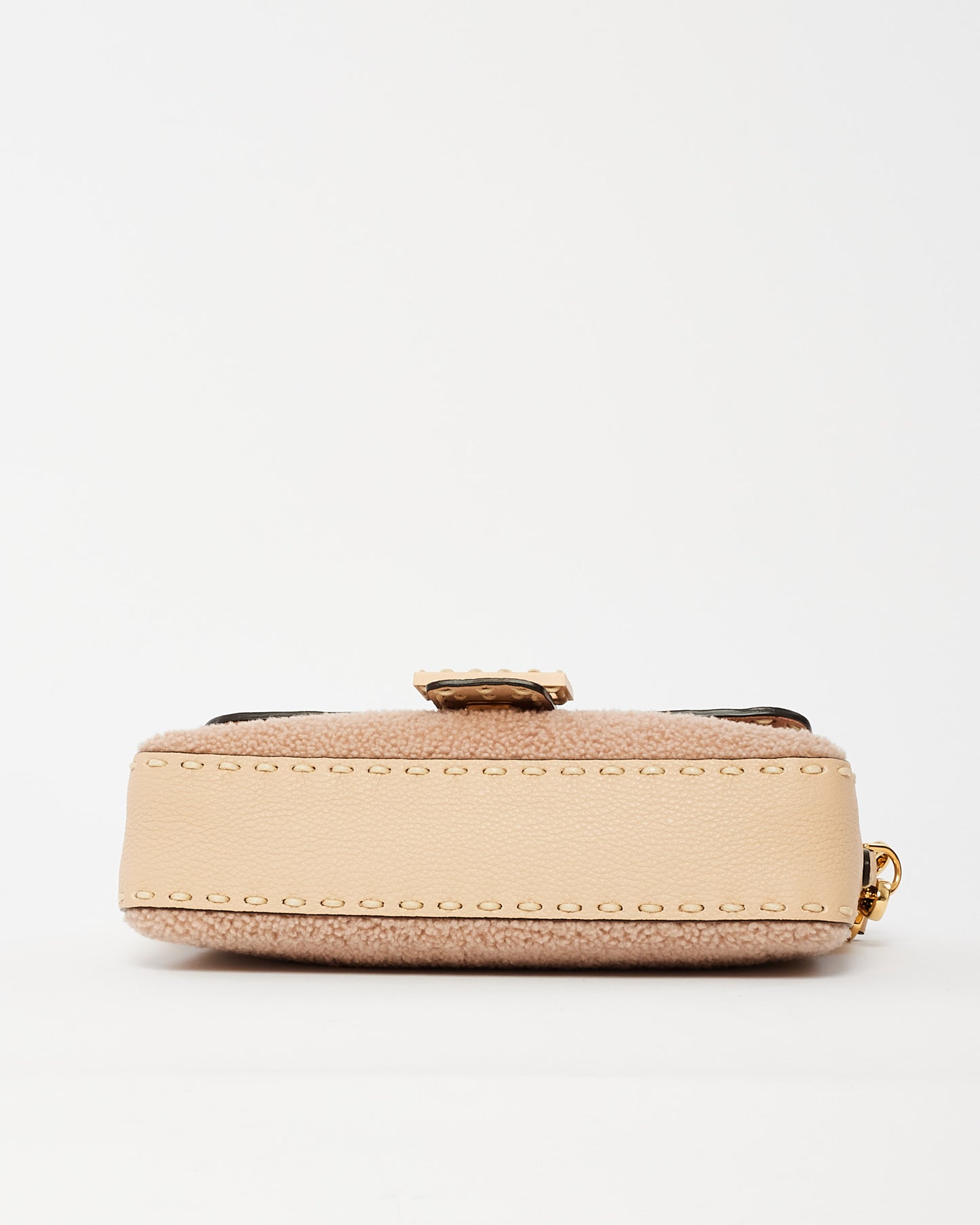 Fendi Blush/Beige Shearling Selleria Baguette Bag