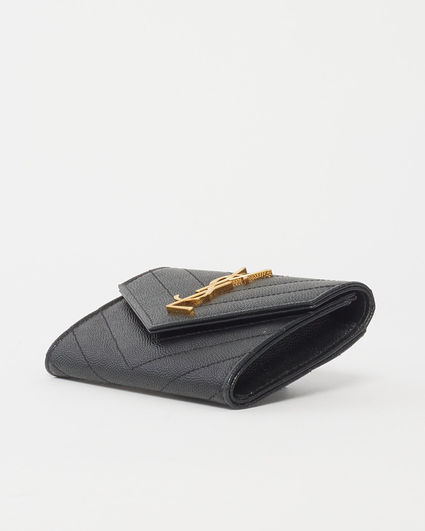 Saint Laurent Black Cassandre Small Envelope Wallet