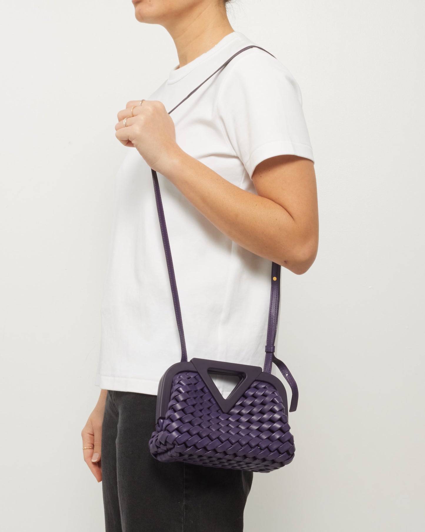 Bottega Veneta Purple Intrecciato Leather Mini Point Bag