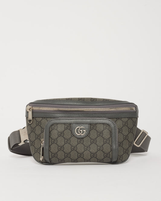 Explore a Gucci Grey Monogram GG Supreme Canvas Ophidia Belt Bag