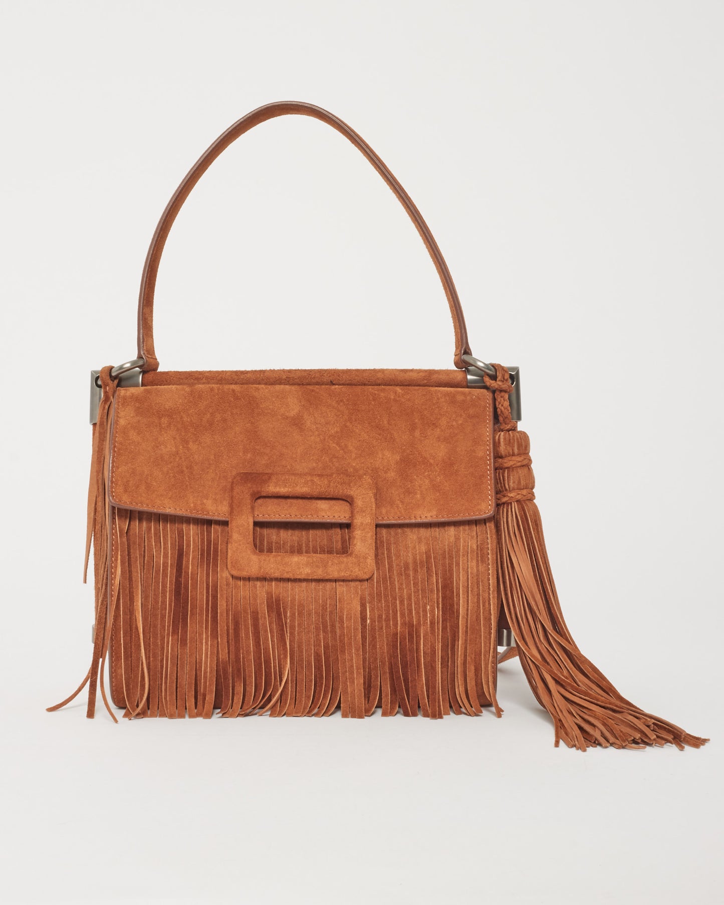 Roger Vivier Sac bandoulière à franges en daim camel