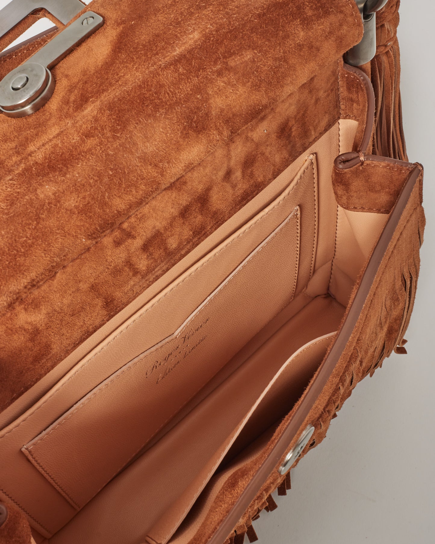 Roger Vivier Sac bandoulière à franges en daim camel