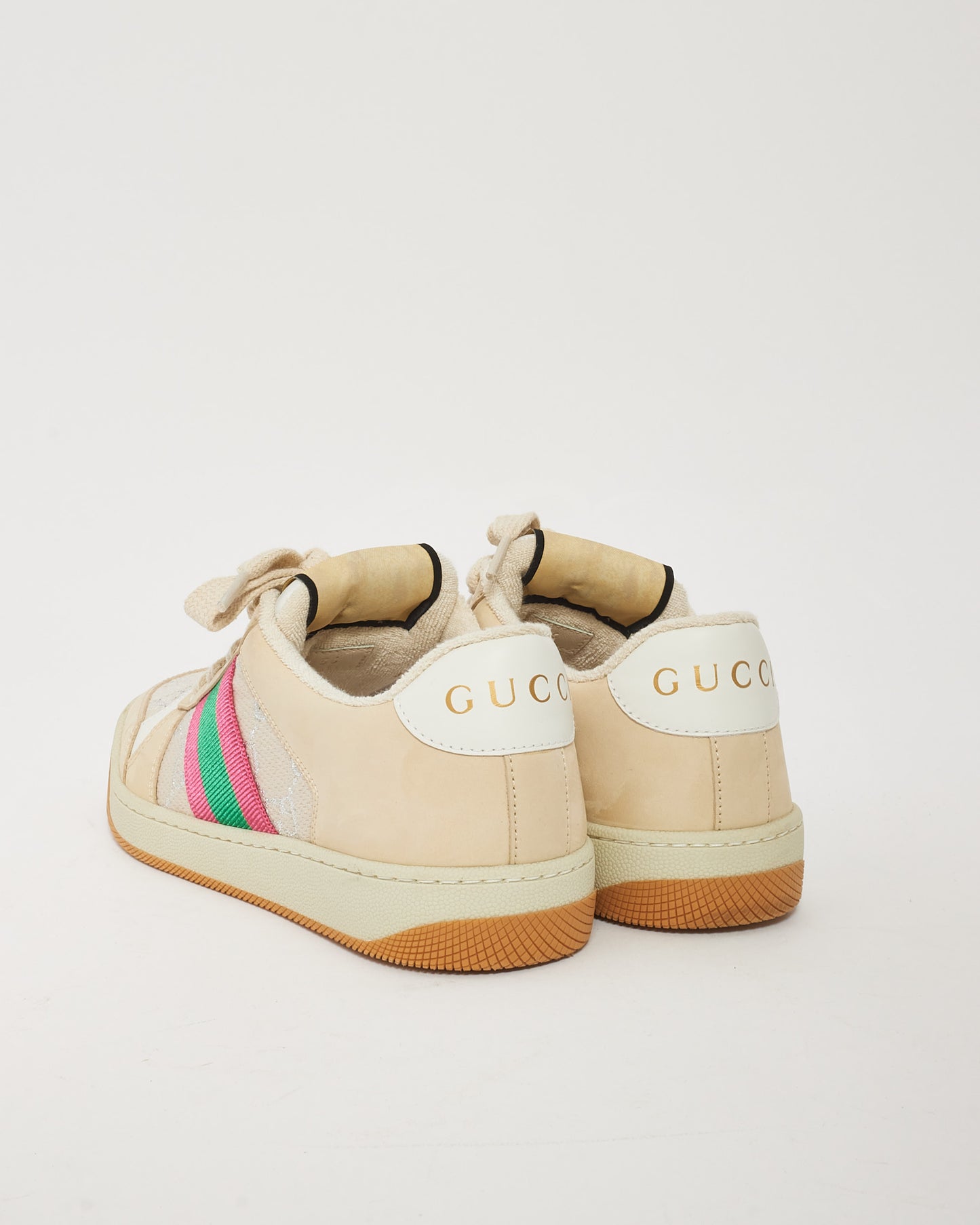 Sneaker Screener en cuir blanc Gucci avec bande Web - 36