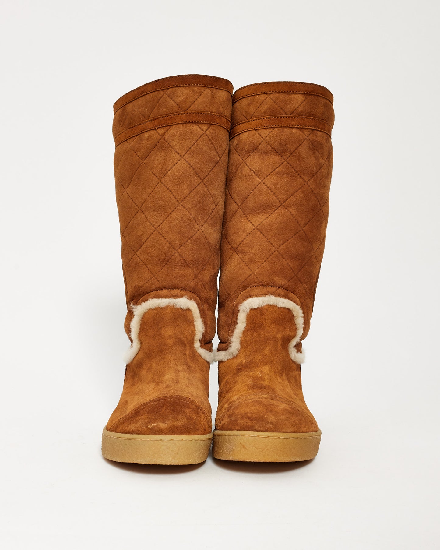 Chanel Brown Suede Shearling Interior Boots - 37
