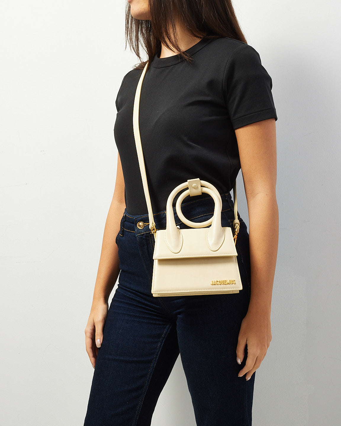 Jacquemus Cream Leather 'Le Chiquito Nœud' Bag