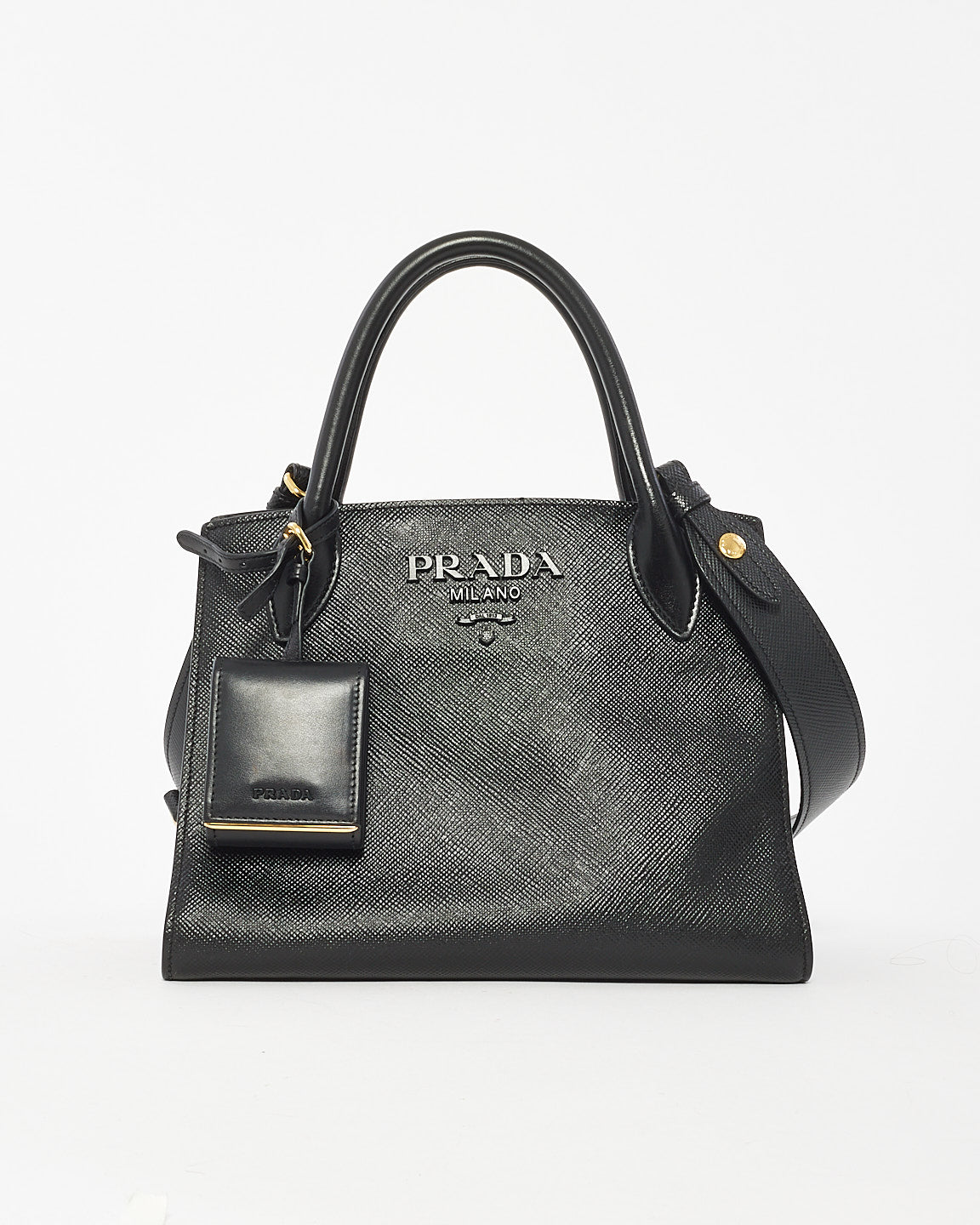 Petit fourre-tout monochrome en cuir saffiano noir Prada
