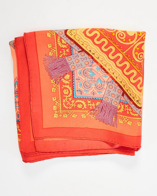 Hermès Orange Silk Brin D'Or Scarf
