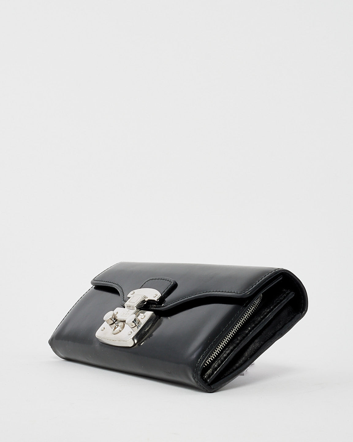 Gucci Black Leather Lady Lock Long Wallet On Chain
