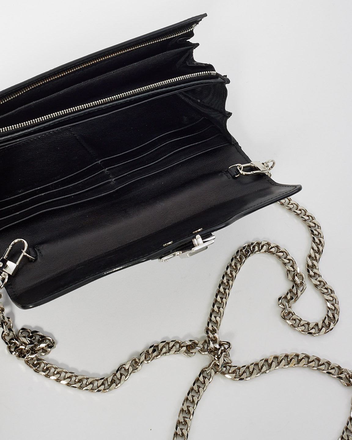 Gucci Black Leather Lady Lock Long Wallet On Chain
