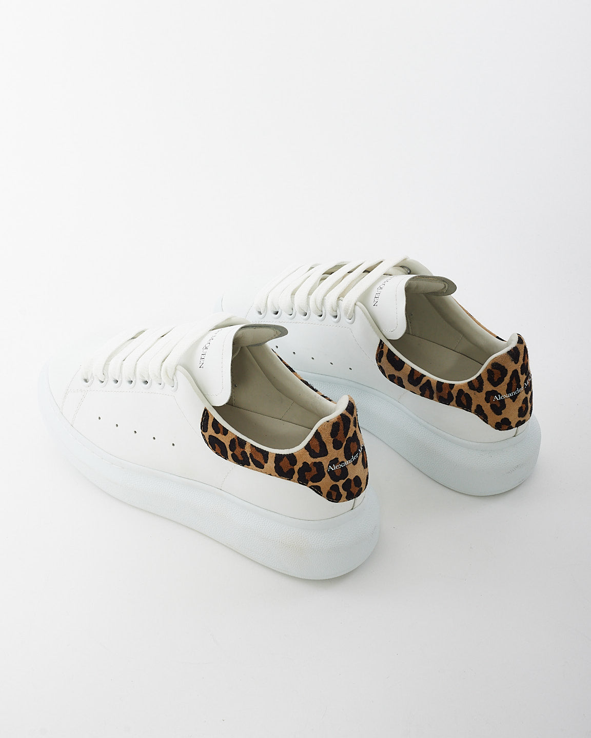 Alexander McQueen White & Leopard Oversized Sneaker - 36.5