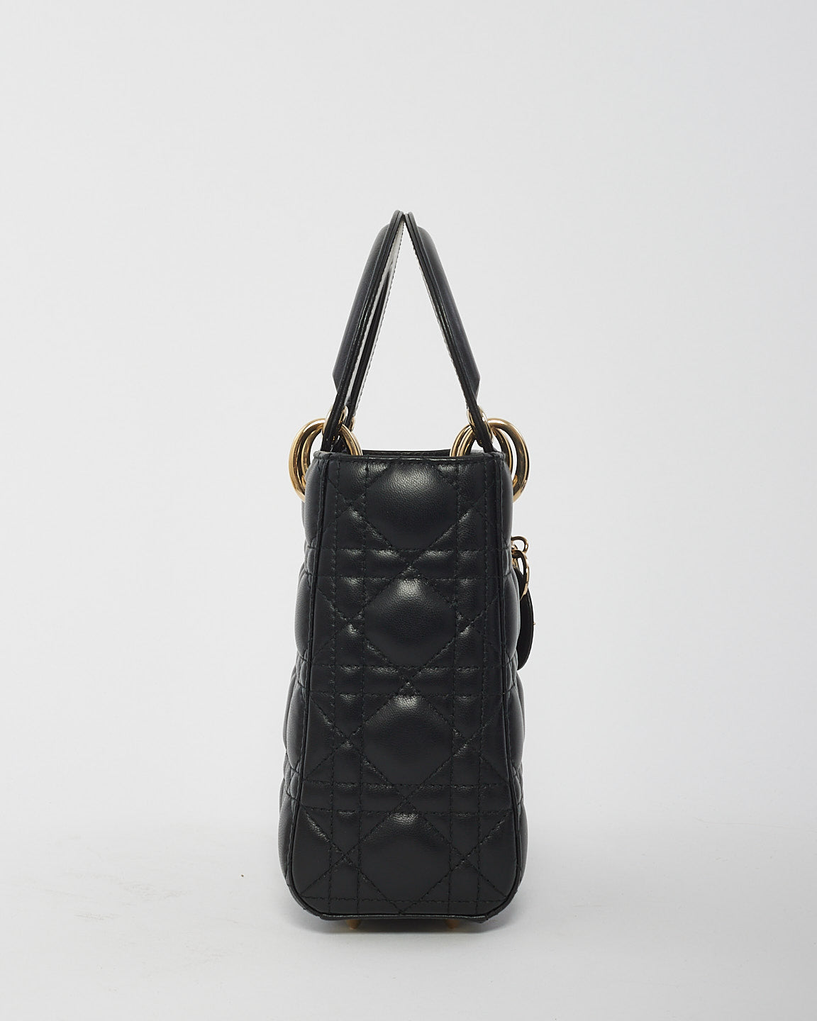 Dior Black Lambskin Leather Small Lady Dior Bag
