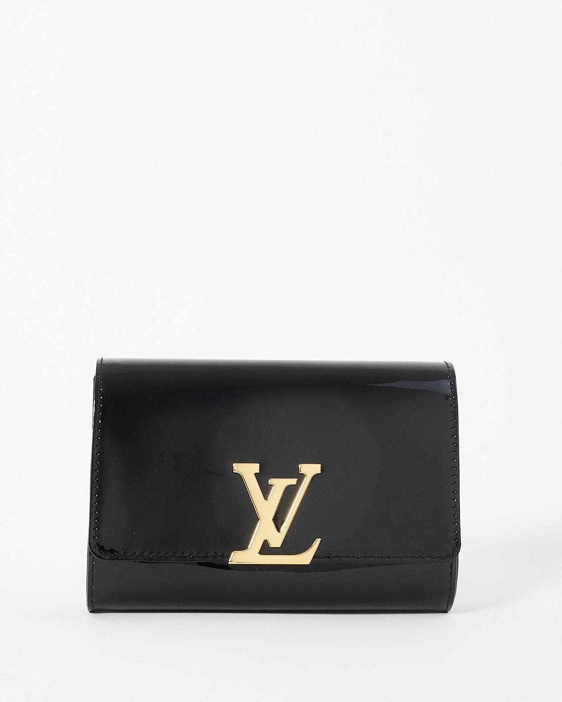 Louis Vuitton Sac Louise PM en cuir verni noir avec chaîne