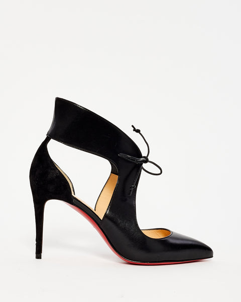 Buy Christian Louboutin Black Leather Lace Up Pumps - 36 Buy Christian Louboutin Black Leather Lace Up Pumps - 36