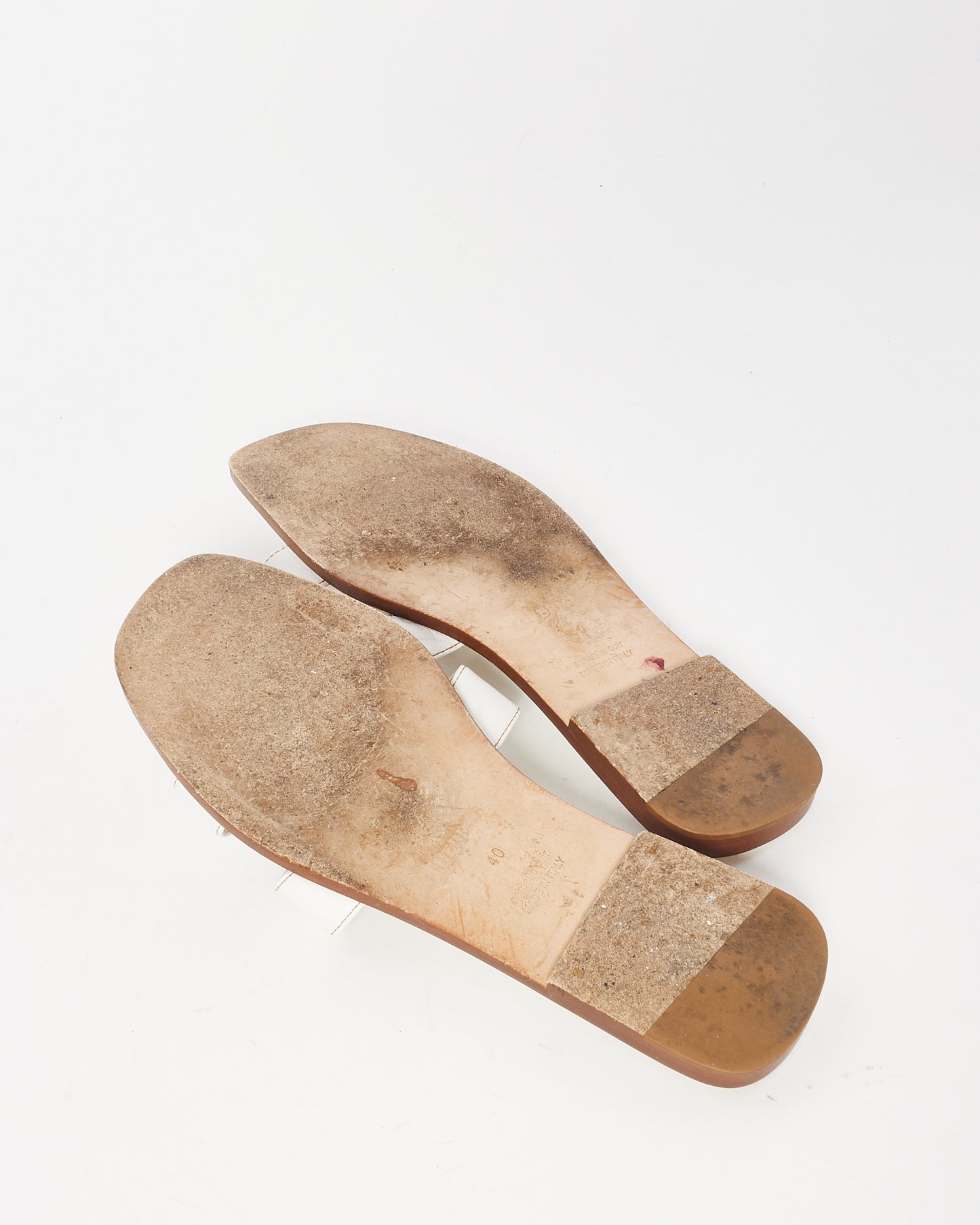 Hermès White Leather Oran Sandals - 40