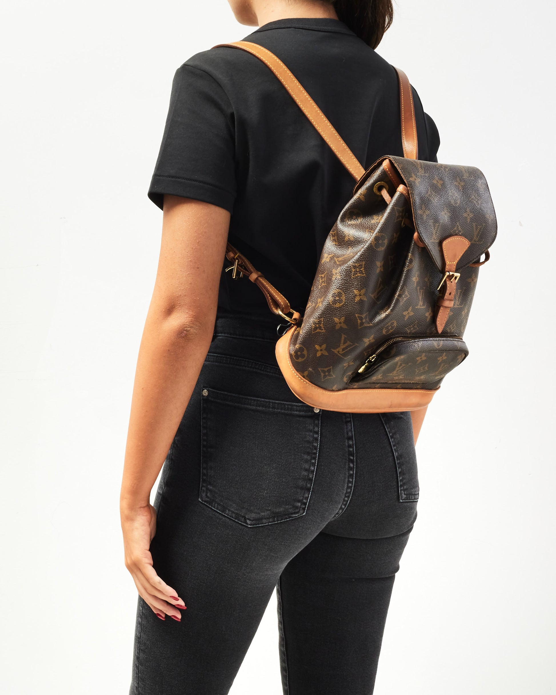 louis vuitton backpack montsouris mm monogram canvas Bag with cowhide Vuitton Montsouris Backpack Small Backpack