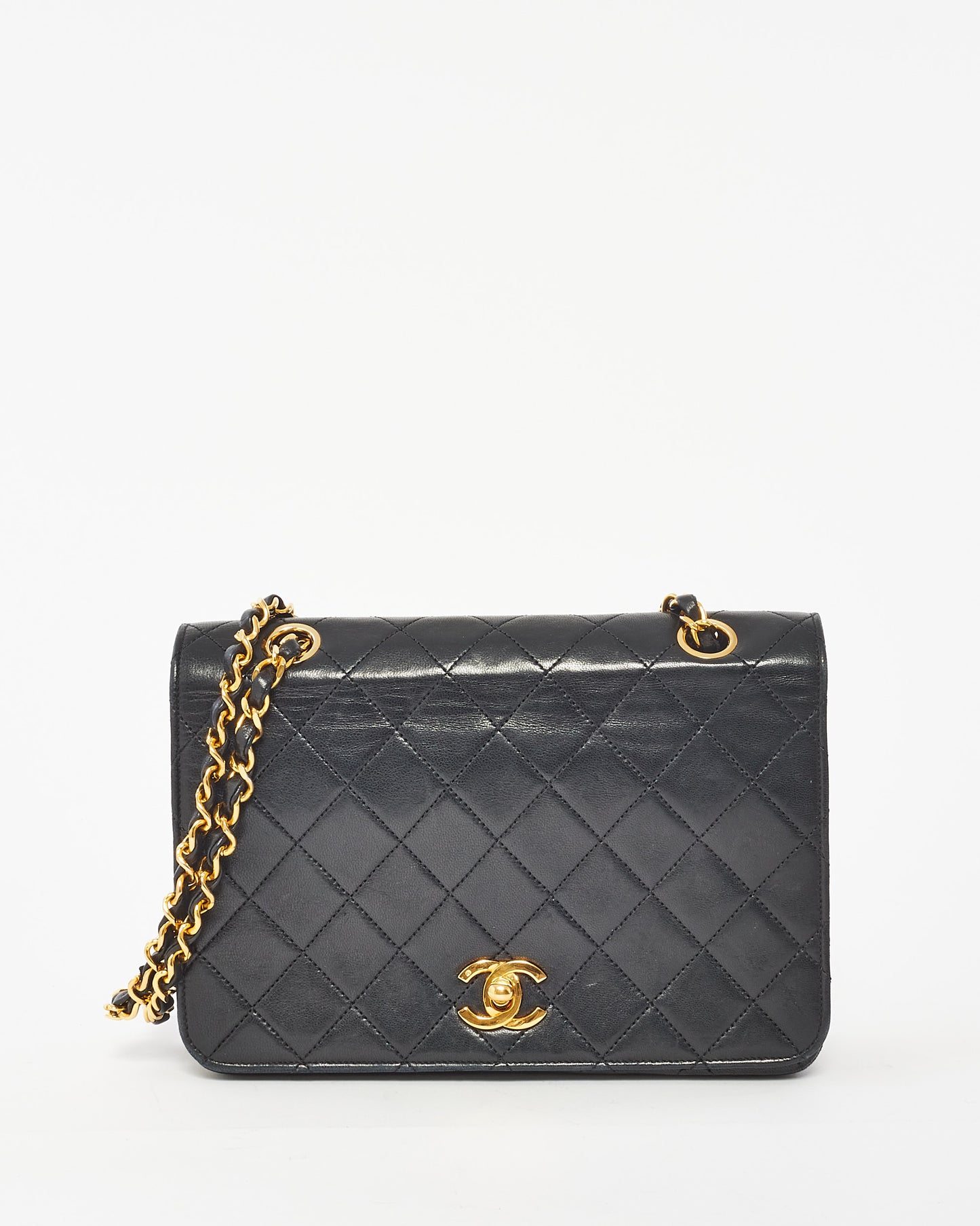 Chanel Vintage Black Leather Full Flap Bag