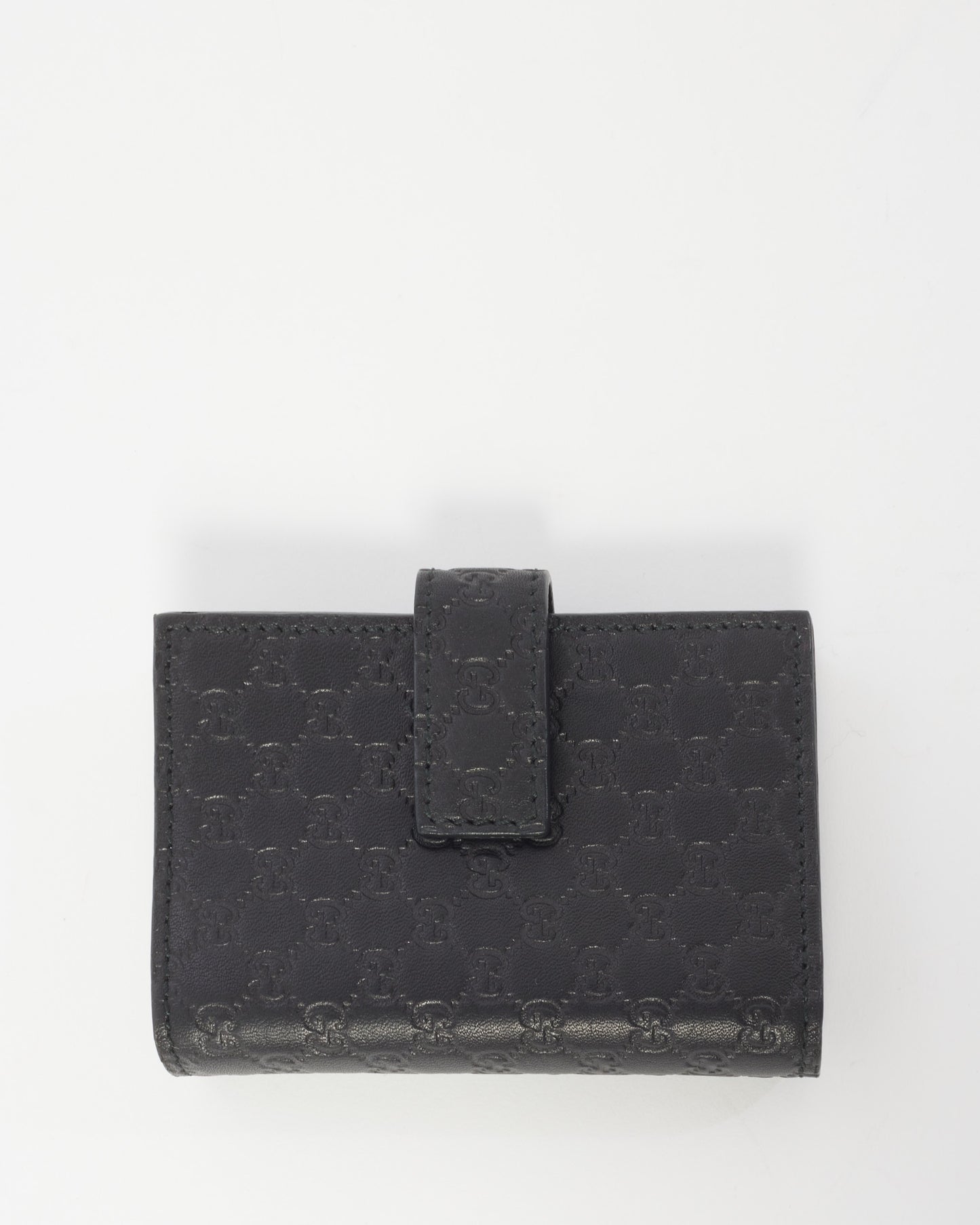 Gucci Black Leather Guccissima Flap Card Holder
