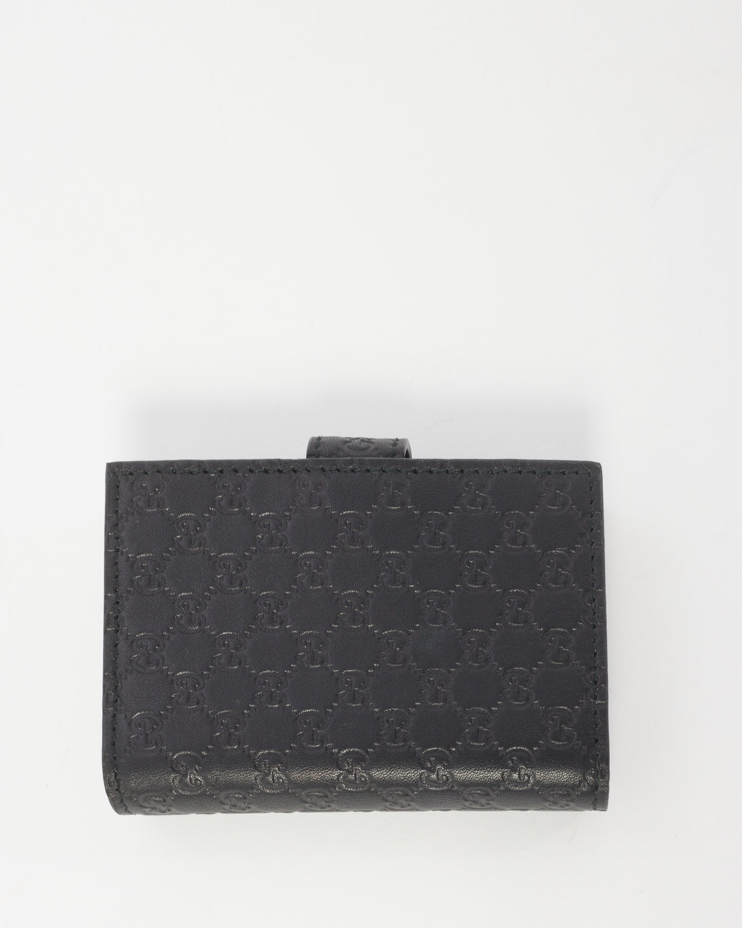 Gucci Black Leather Guccissima Flap Card Holder