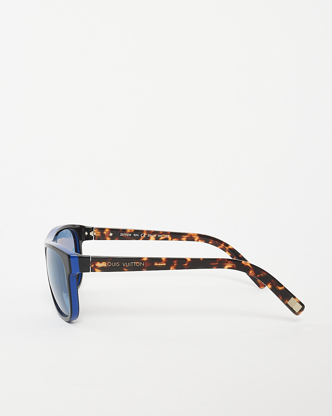 Louis Vuitton Black Brown & Blue Acetate Aviator Sunglasses Z0792W