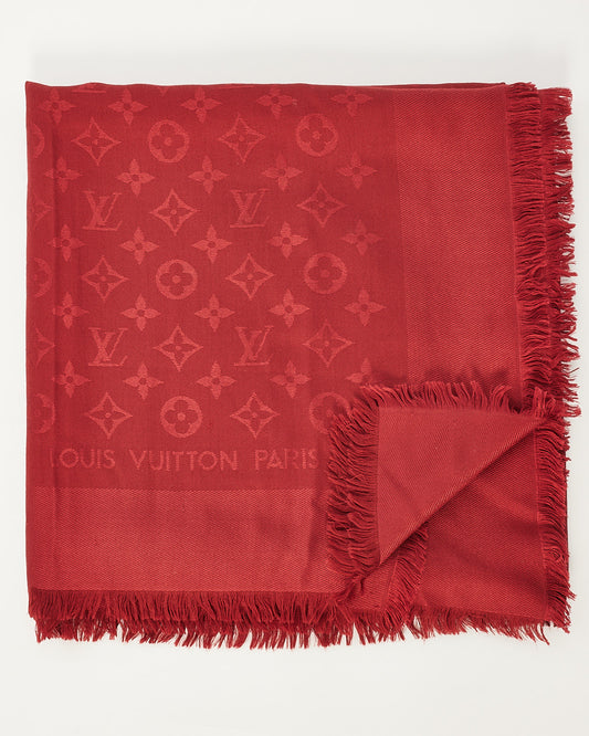 Écharpe Monogam Cassis en soie rouge Louis Vuitton