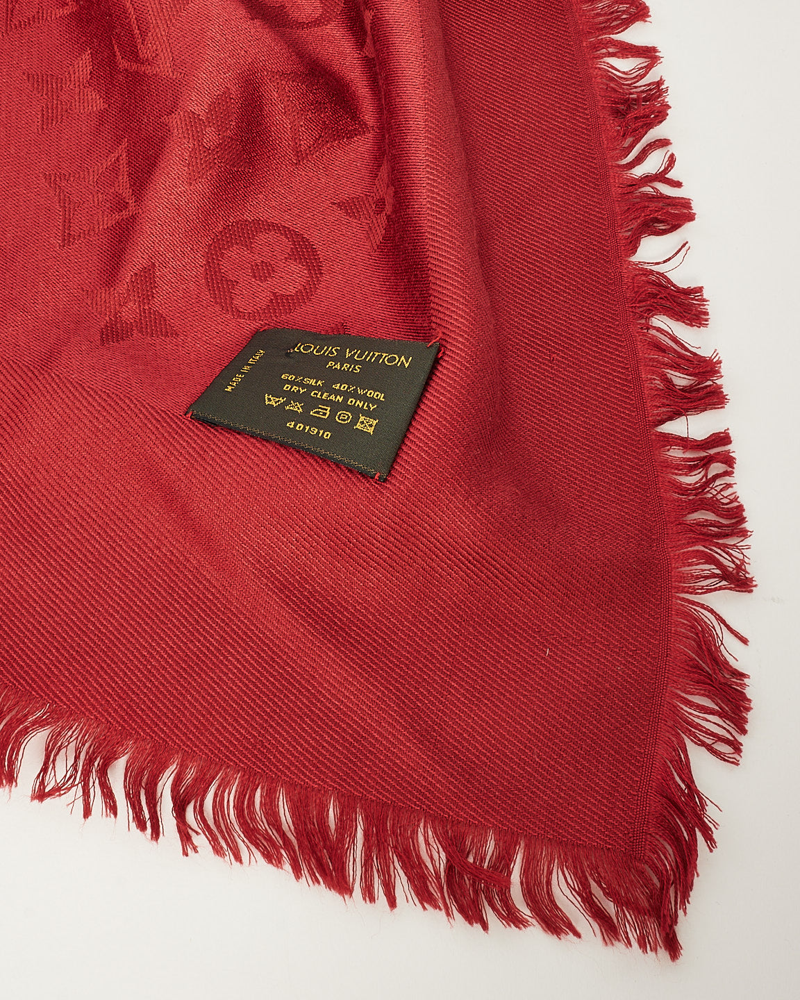 Louis Vuitton Red Silk Monogam Cassis Scarf