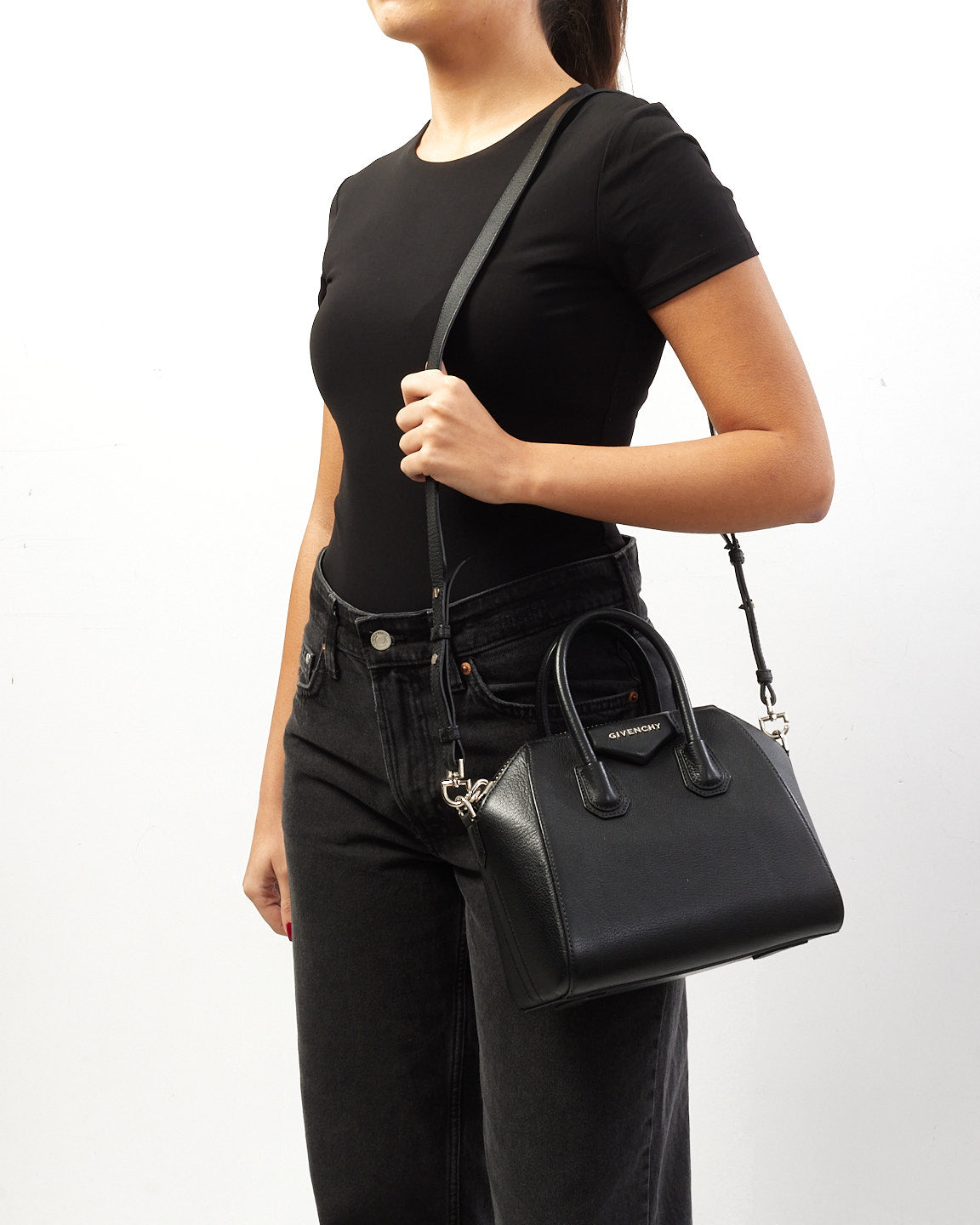 Givenchy Black Grained Leather Mini Antigona Bag