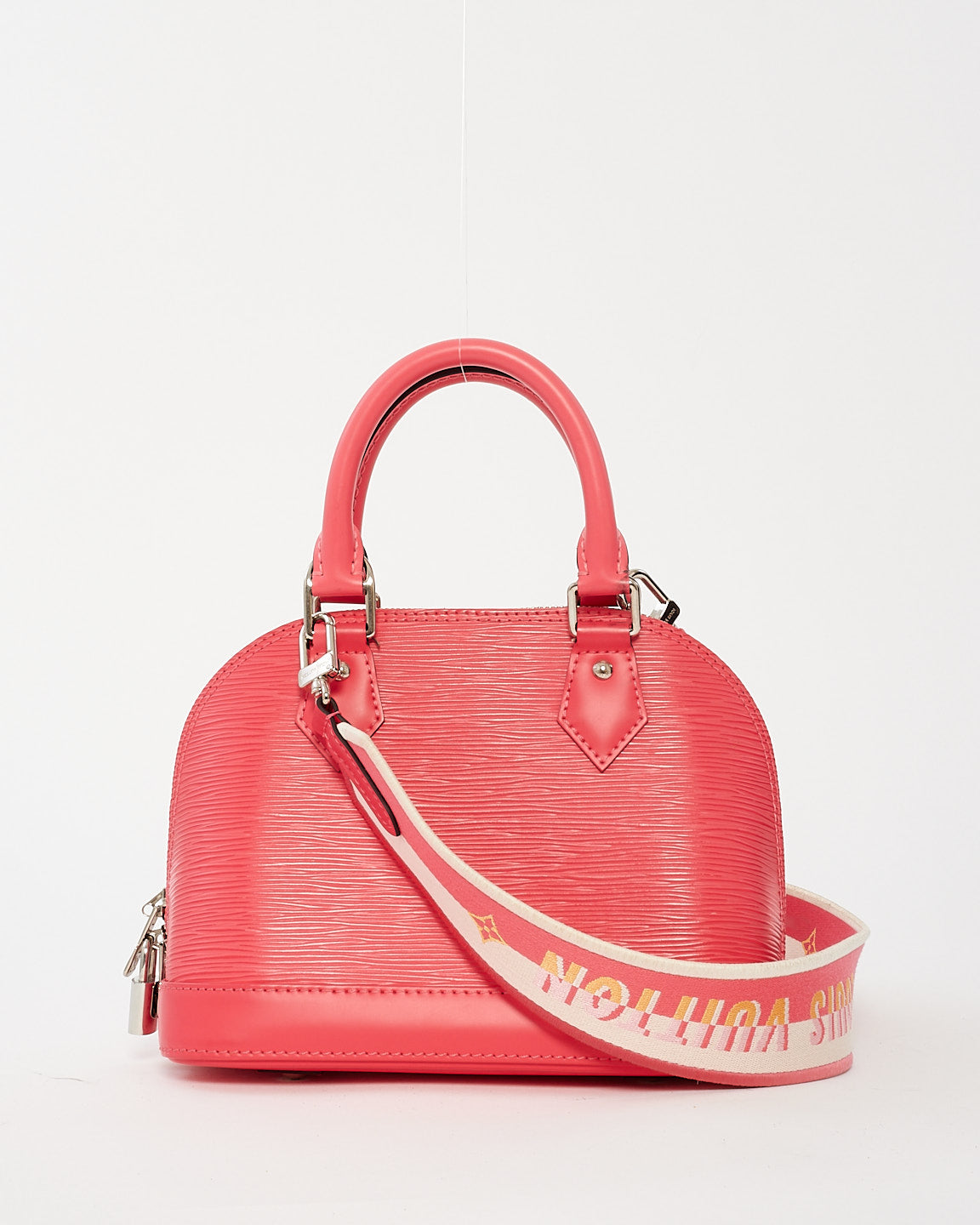 Louis Vuitton Alma BB en cuir épi rose avec bracelet en toile