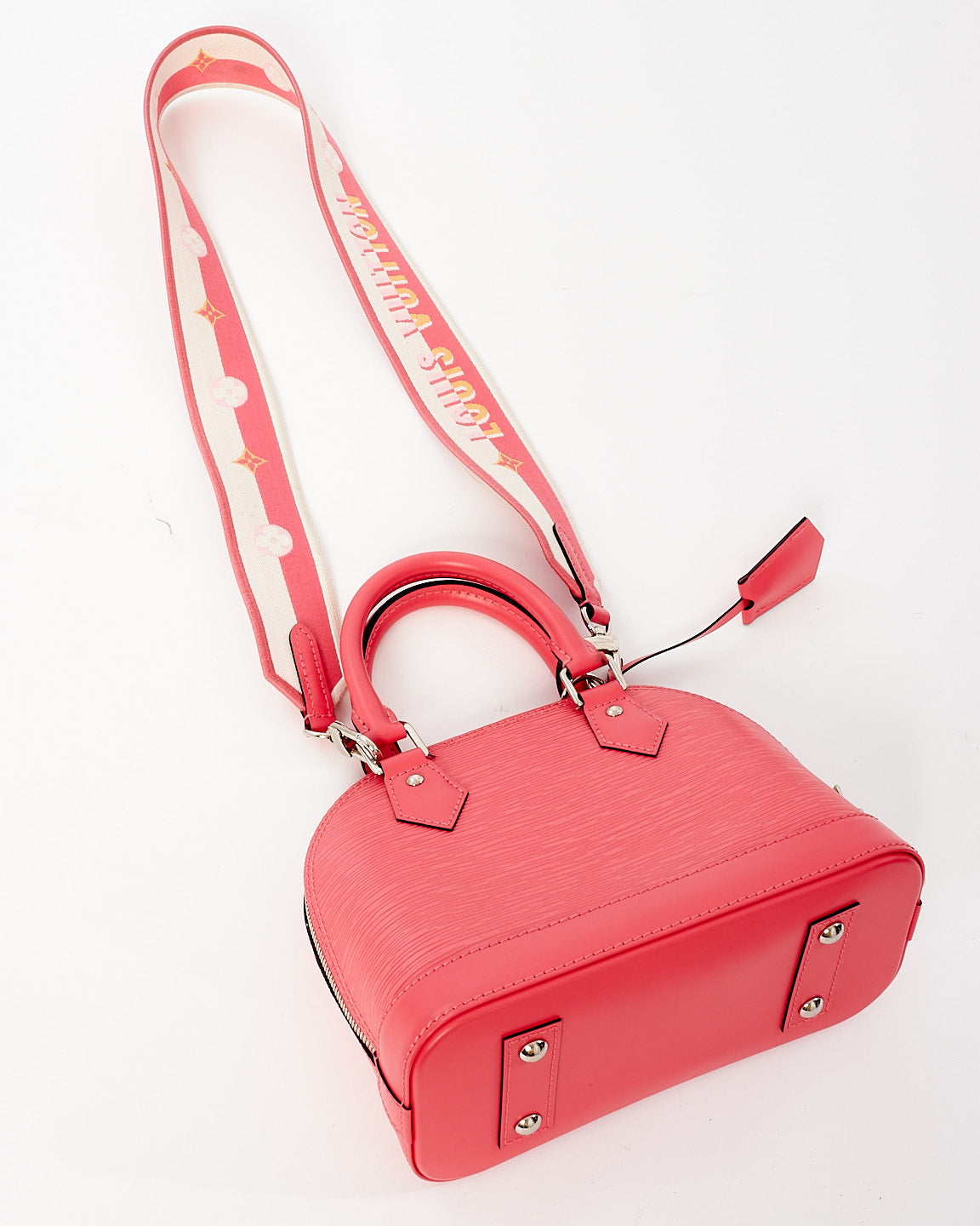 Louis Vuitton Alma BB en cuir épi rose avec bracelet en toile