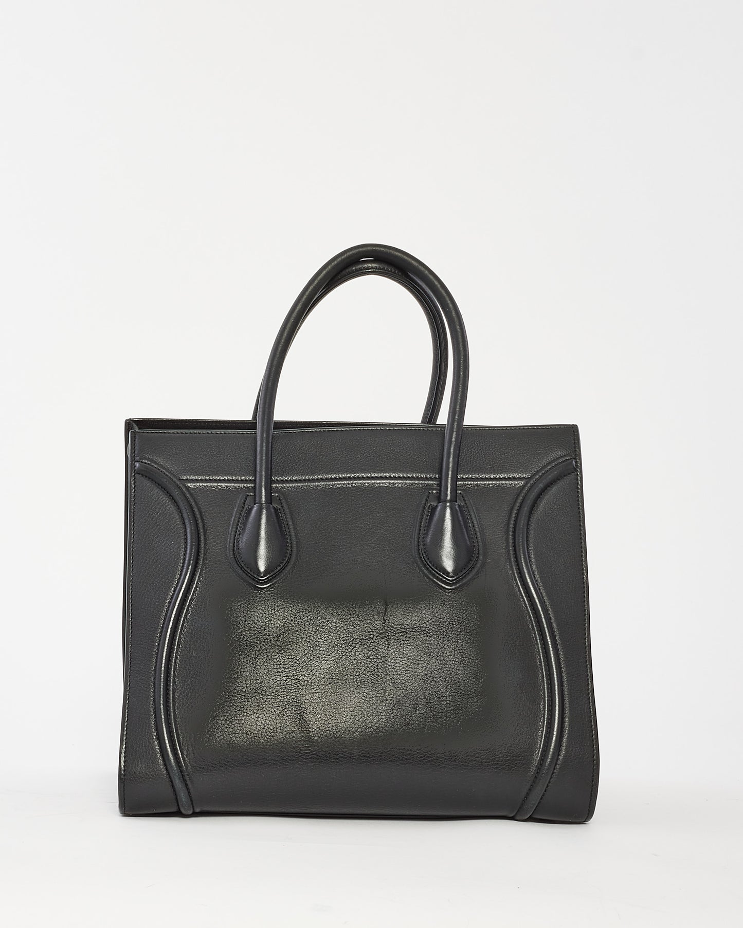Celine Black Leather Phantom Luggage Medium Tote Bag